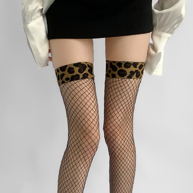 Desperim-Leopard Fishnet Stockings