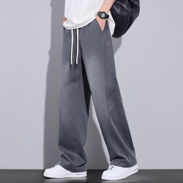 Denimic-Drawstring Waist Loose Fit Pants