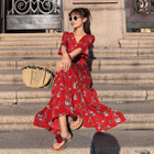 SEPH - Surplice Wrap Floral Elbow-Sleeve Maxi Dress | YesStyle