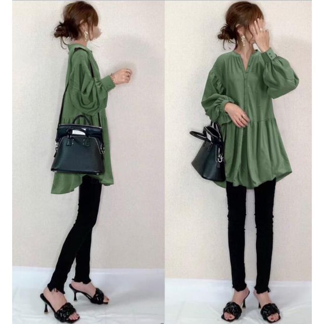 INEN-Long-Sleeve Plain Blouse
