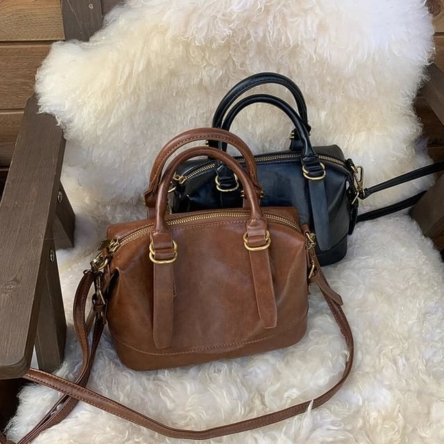 Indenis-Buckled Top Handle Crossbody Bag
