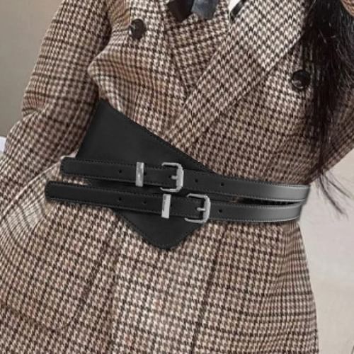 Asymmetrical Genuine Leather Waist Cincher Belt