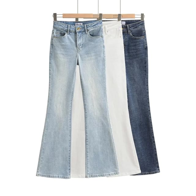 Asiris-Mid Rise Washed Bootcut Jeans