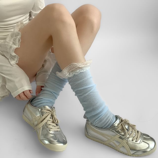 Desperim-Lace Trim Leg Warmer