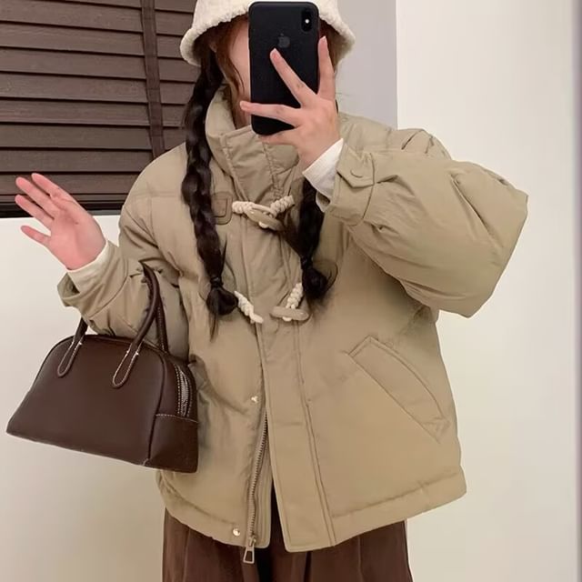 PANDAGO-Plain Padded Duffle Zip Jacket