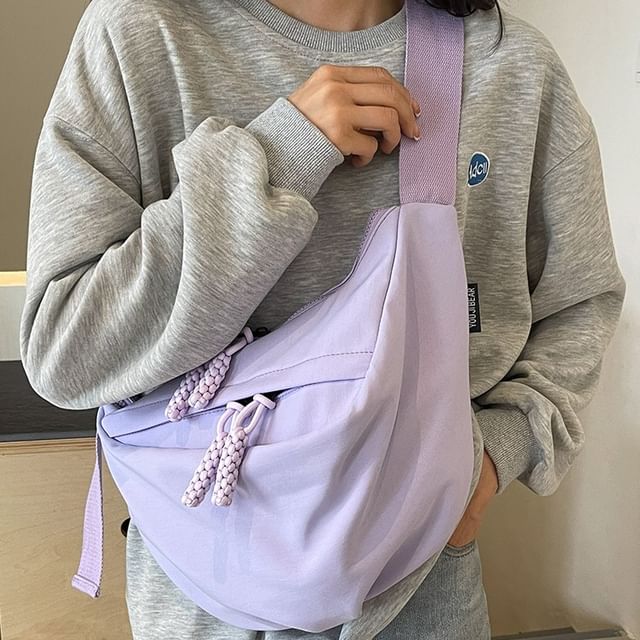 EAVALURE-Plain Canvas Crossbody Bag