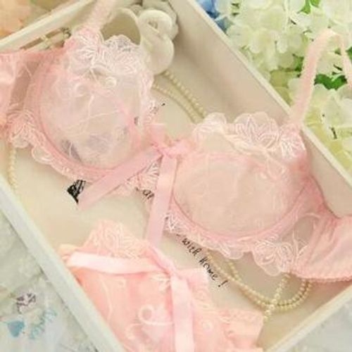 Pink Lingerie Set,embroidered Lingerie Set,bra and Panty Set,sheer