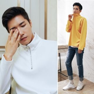 MRCYC-Long-Sleeve Mock-Neck Zip-Accent Top