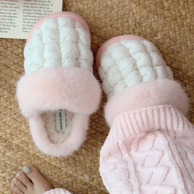 Honkizz-Fleece-Lined Platform Home Slippers