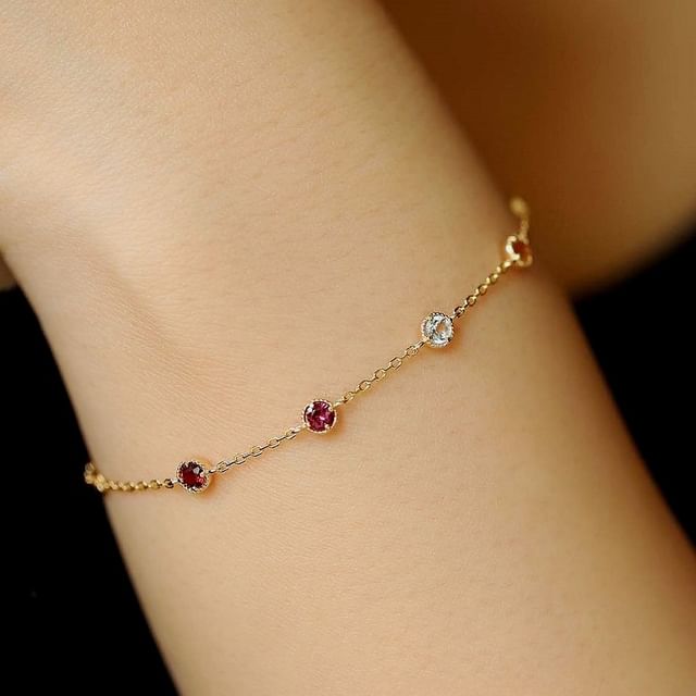 Phoenoa-925 Sterling Silver CZ Station Bracelet