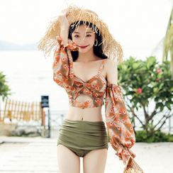Candyseed - Couple Matching Floral Print Swim Top / Bottom / Shorts / Set