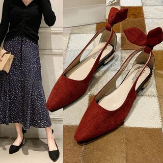 slingback flats with bow