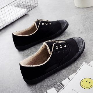Solejoy-Fleece-Lined Grommet Slip-On Sneakers