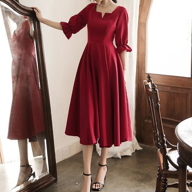 romance language blue backless lace dress Petite A-Line Floral Jacquard Soft Knit Midi Dress main image 0