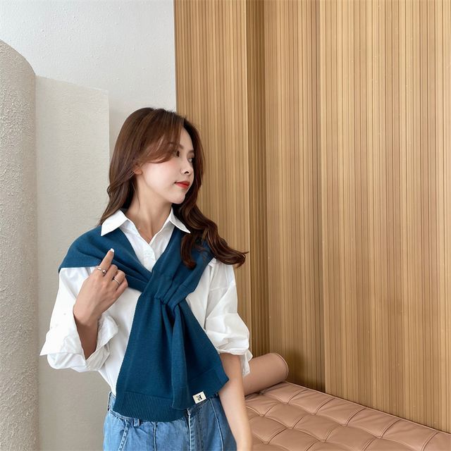 Combon-Plain Knit Shawl
