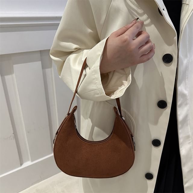 Mulgam-Plain Faux Leather Shoulder Bag