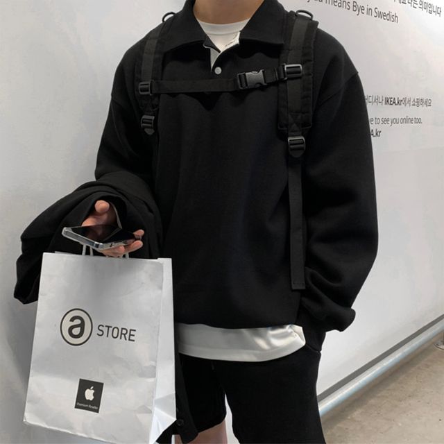 DragonRoad-Plain Polo Sweatshirt