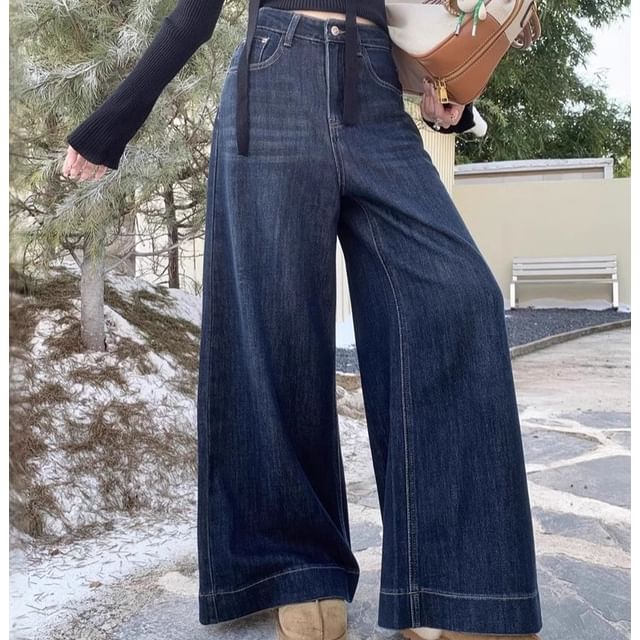 Trendycas-High Waist Wide Leg Jeans