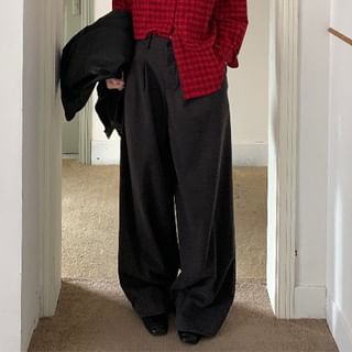 Bakli - High Waist Plain Fleece-Lined Baggy Dress Pants | YesStyle