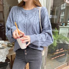 Cherryville - Drop-Shoulder Cable-Knit Top Cherryville - Drop-Shoulder Cable-Knit Top
