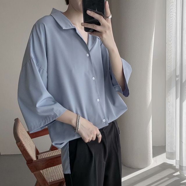 Ateso-34-Sleeve Collared Plain Shirt