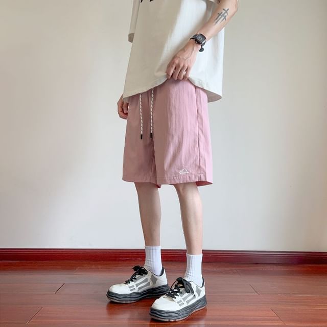 Obikan-Drawstring Waist Plain Shorts