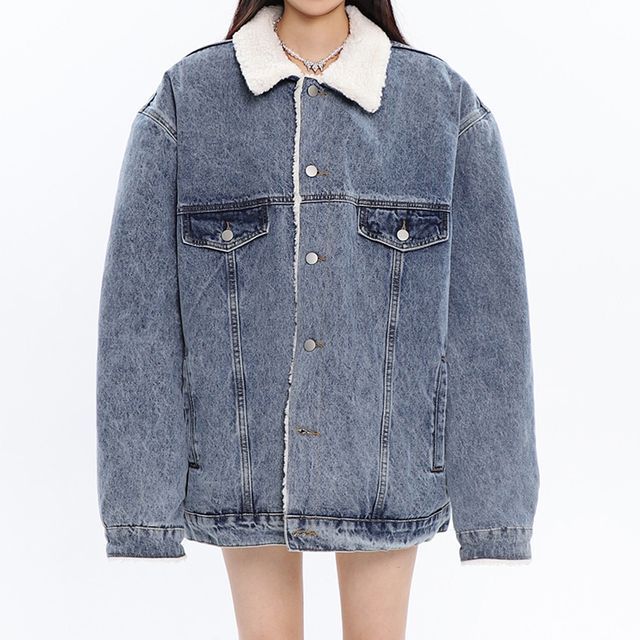 ジャケット・アウター BELPER / puffleed collar denim jacket NOROZE Mens Denim Jacket with Detachable Sherpa Collar