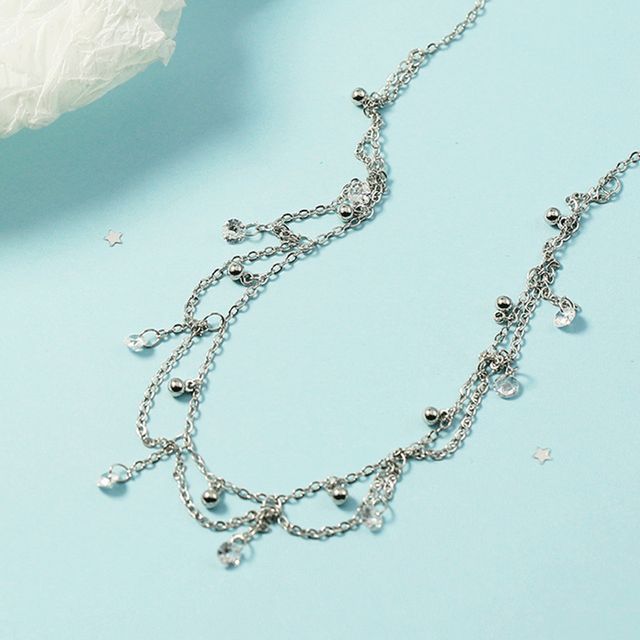 Forainer-Crystal Layered Alloy Necklace
