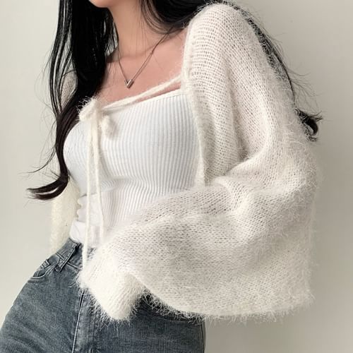 カーディガン Tie-dyed Mohair Cropped Cardigan / Mix Tie Front Cropped Cardi | FBM