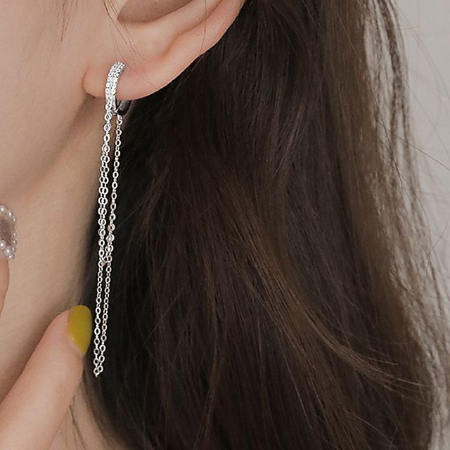 Chimerro-Hoop Chain Detail Drop Earring