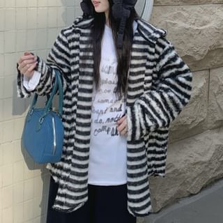 Kenning-Striped Hooded Oversized Jacket