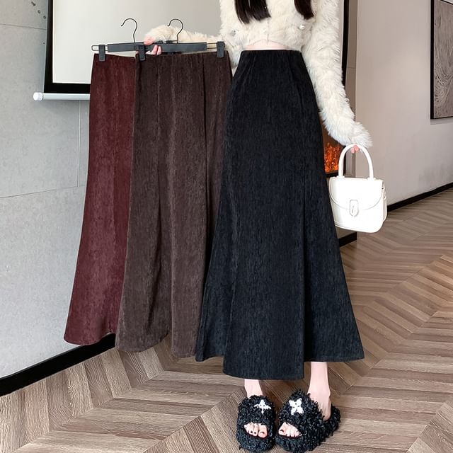 Dragan Pulse-High Rise Plain Maxi Fishtail Skirt