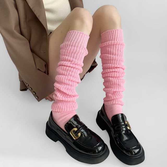Desperim-Plain Knit Long Socks