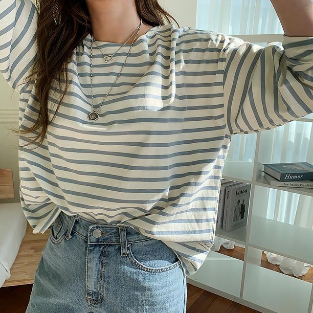 NANING9-Long Sleeve Stripe Shirt
