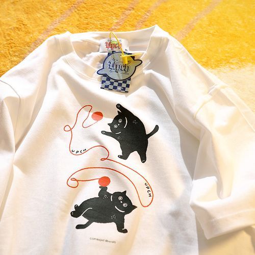 OSIGRANDI Short-Sleeve Cat Print T-Shirt Almond M