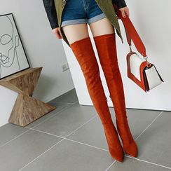 Comof - Faux Suede Over the Knee Stiletto Boots