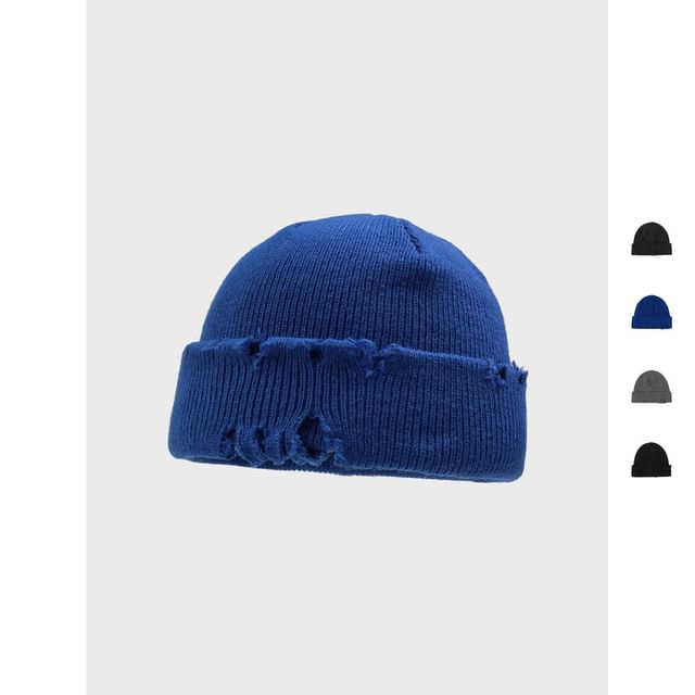 TAAK-Plain Distressed Knit Beanie