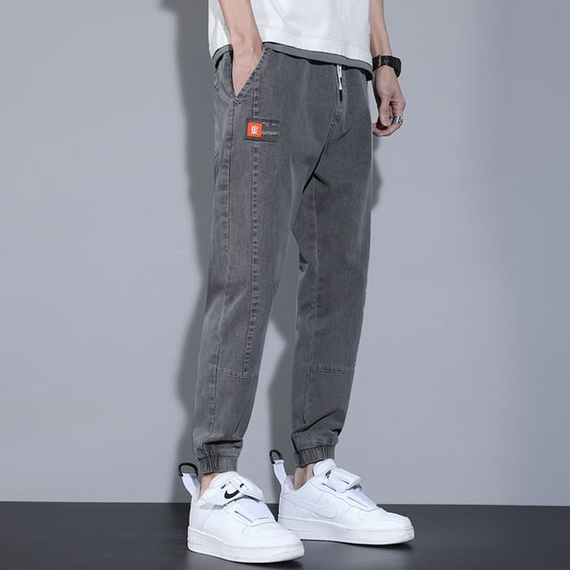 WidoWilder-Mid Rise Plain Washed Harem Jeans
