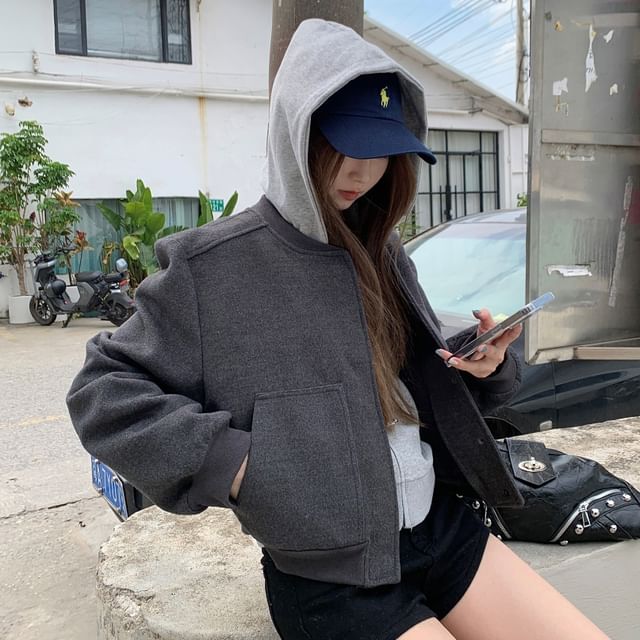KUMI-Plain Zip Jacket Zip Hoodie