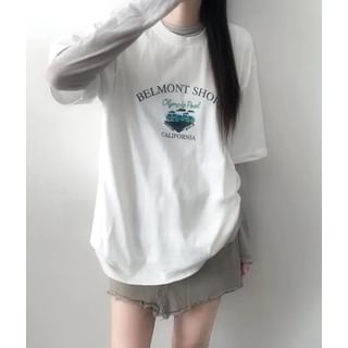 Seoulchic Short Sleeve Lettering Print Oversized T-Shirt Sale