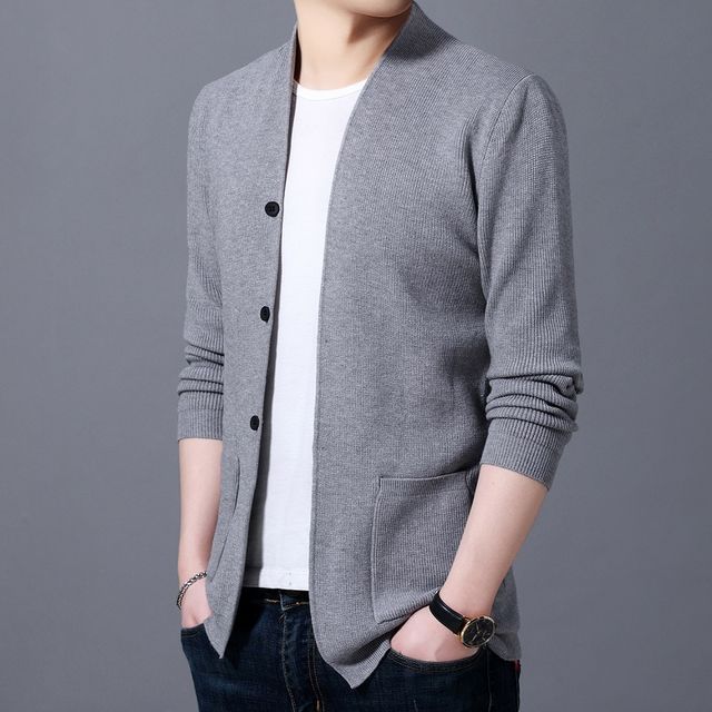Bay Go Mall-V-Neck Plain Cardigan