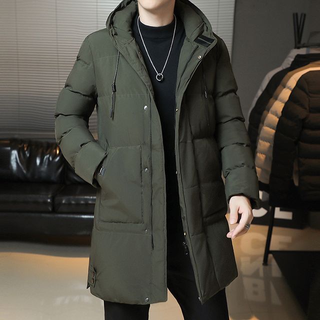 Bay Go Mall-Plain Hooded Padded Zip Coat