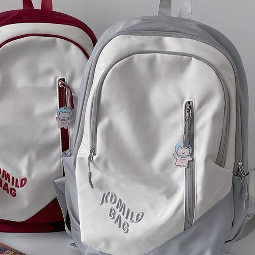 Two Tone Lettering Backpack / Bag Charm / Set