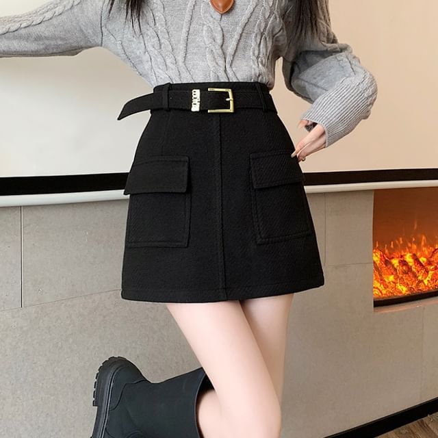 Dragan Pulse-High Waist Plain Mini A-Line Skirt