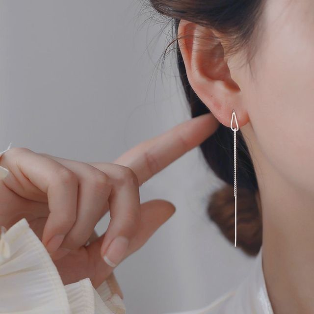 Halfla-Chain Sterling Silver Dangle Earring