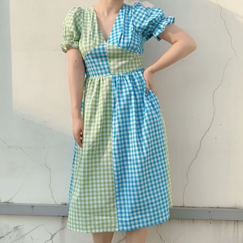 GINGHAM CHECK ALINE DRESS