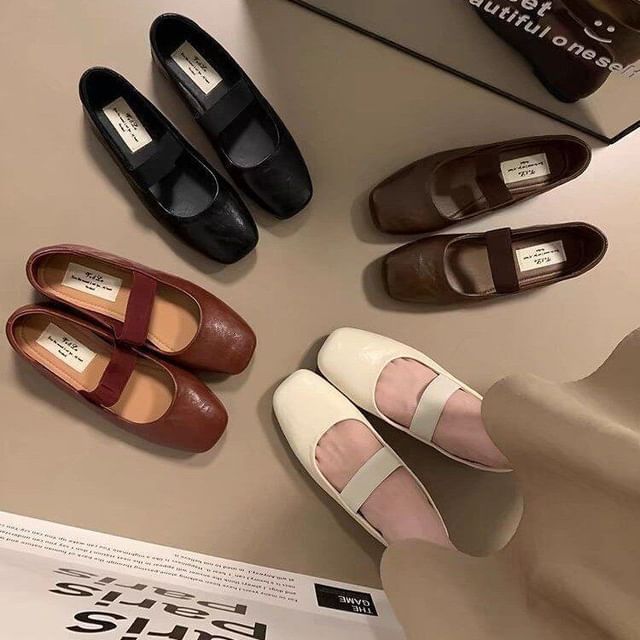 Anran-Square Toe Mary Jane Flats
