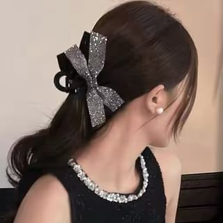 Poppin-Rhinestone Bowknot Hair Claw