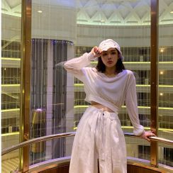 PPGIRL - V-Neck Sheer Cropped Top PPGIRL - V-Neck Sheer Cropped Top