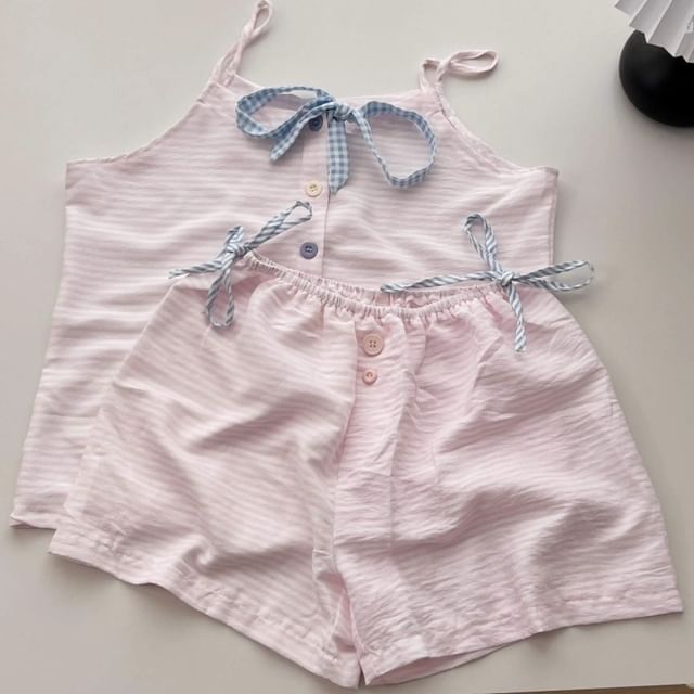 GOUB-Pajama Set Striped Camisole Top Shorts
